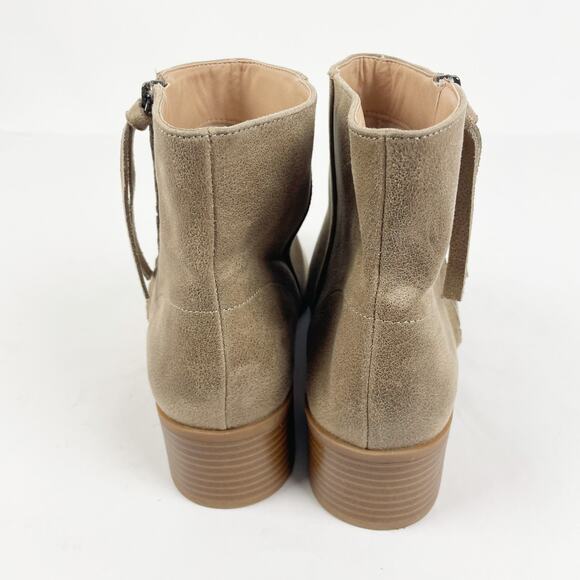 Journee Womens Ankle Boots Size 10 Tan Faux Leather Pointed Toe Zip NWOT - Picture 8 of 11